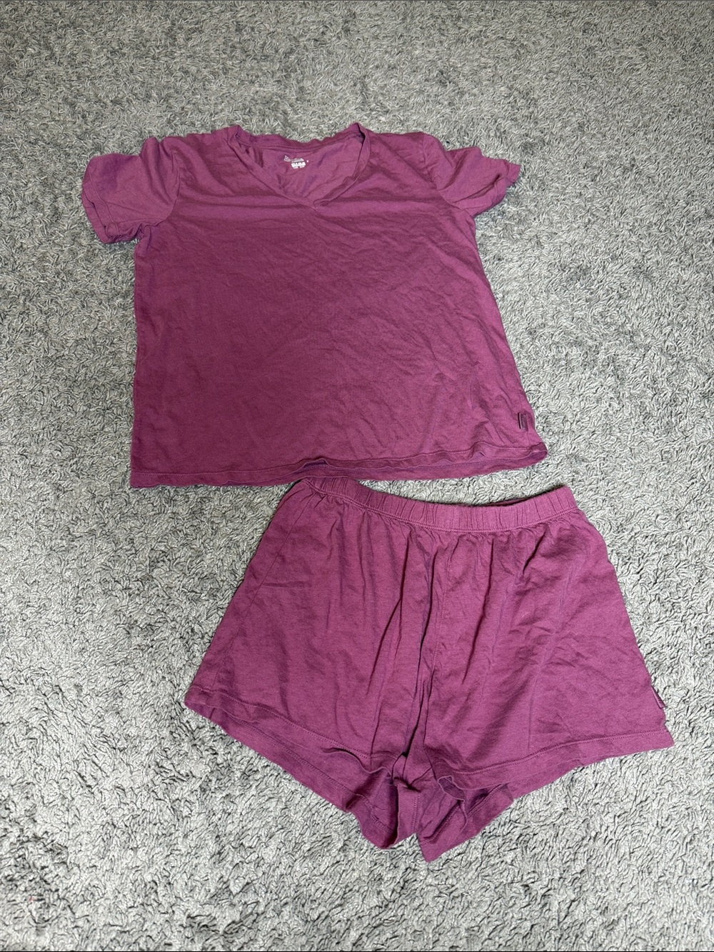 Hanes Women's Plum Two-Piece Short Sleeve Pajama Set